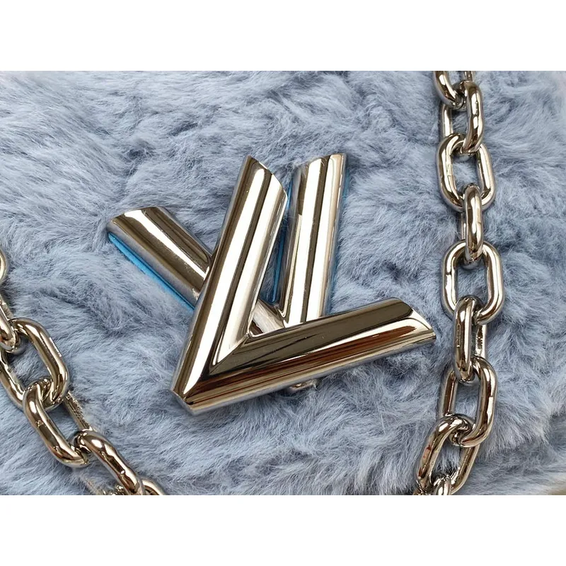 Louis Vuitton LV M21040 Twist MM Handbag Jean Blue