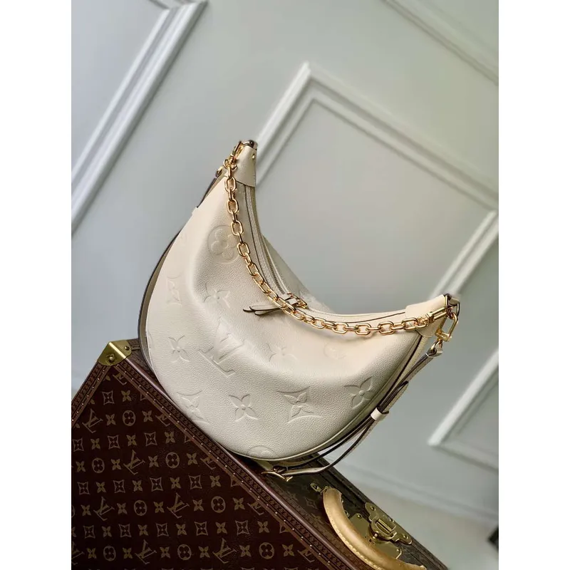 Louis Vuitton LV M46739 Loop Hobo Bag Monogram Empreinte Beige