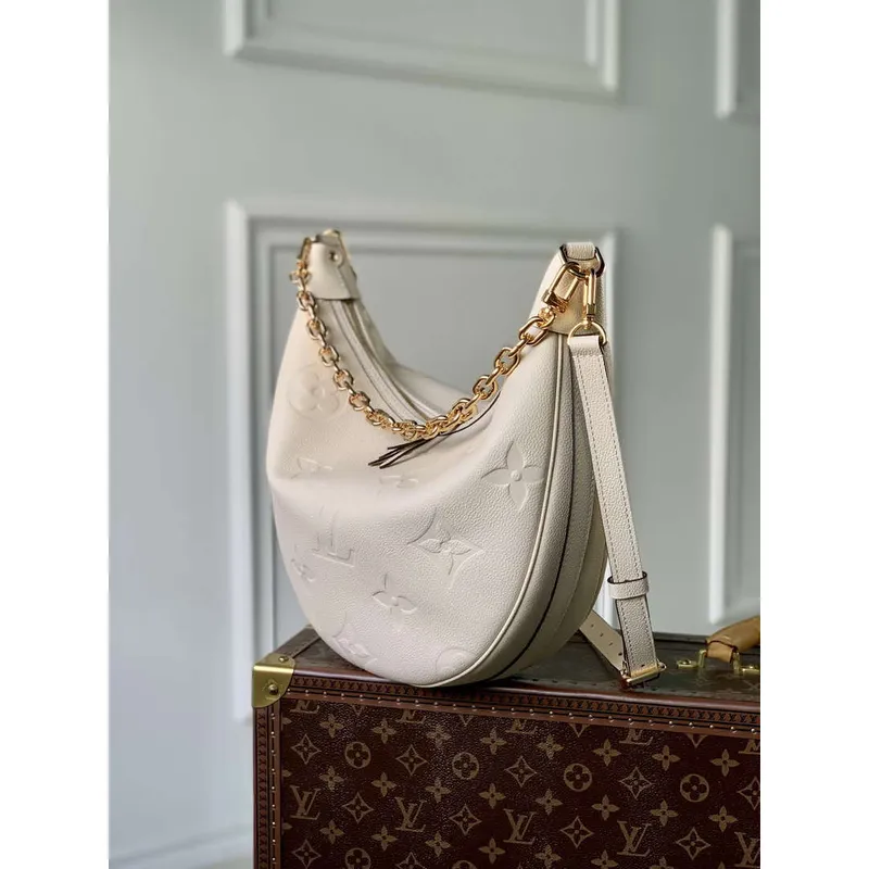 Louis Vuitton LV M46739 Loop Hobo Bag Monogram Empreinte Beige