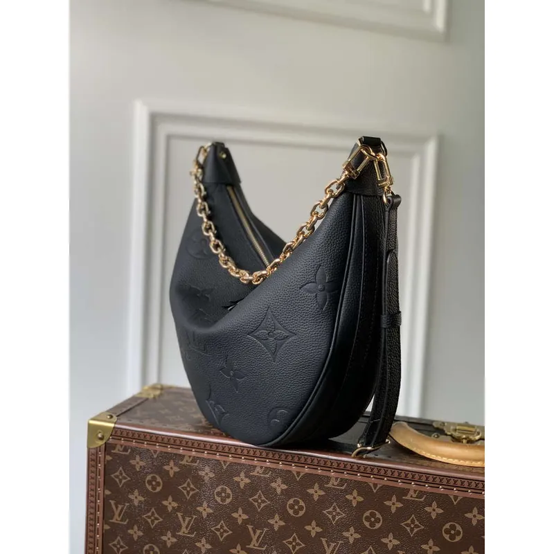 Louis Vuitton LV M46725 Loop Hobo Bag Monogram Empreinte Black