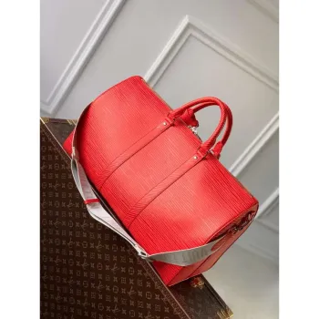 LV M23721 Louis Vuitton Keepall Bandoulière 50 Bag Vermillion Red