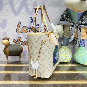 LV M23501 Louis Vuitton Neverfull MM Tote Bag Beige/Ochre