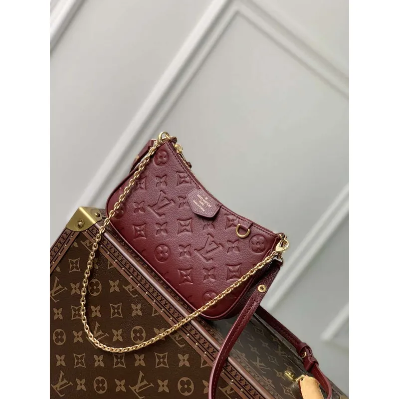 LV M80349 Louis Vuitton Easy Pouch On Strap Bag Wine Red