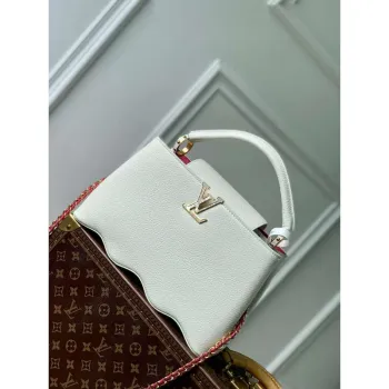LV M22121 Louis Vuitton Capucines MM Handbag Snow White