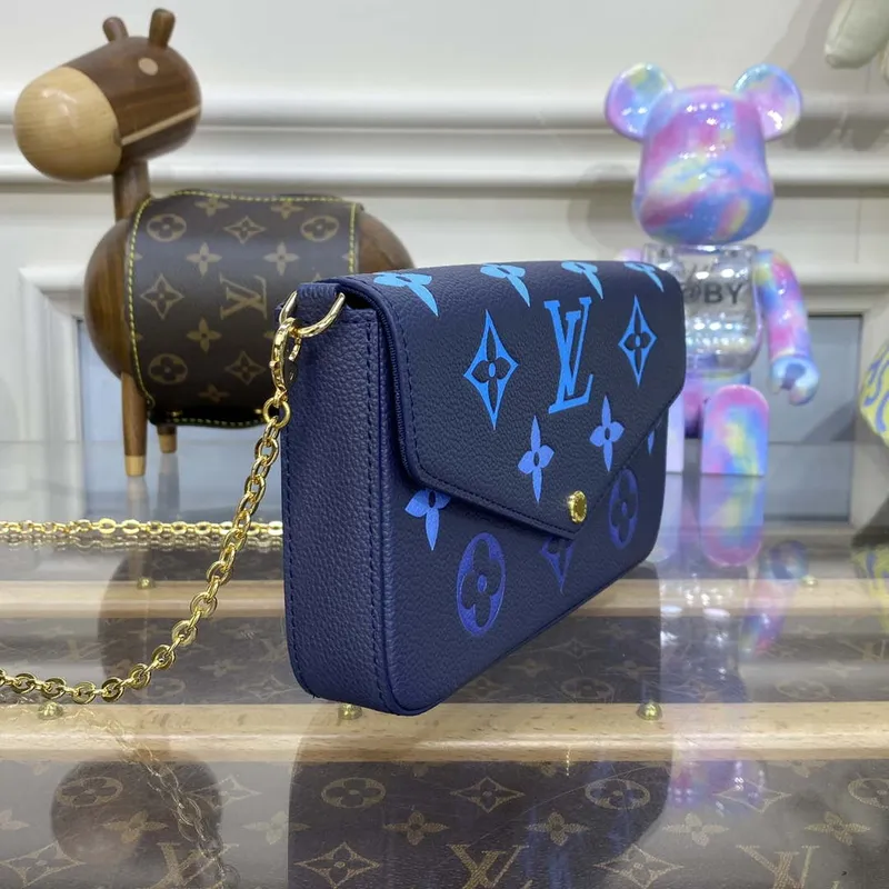 LV M82349 Louis Vuitton Felicie Pochette Monogram Empreinte Bag Navy Blue