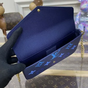 LV M82349 Louis Vuitton Felicie Pochette Monogram Empreinte Bag Navy Blue