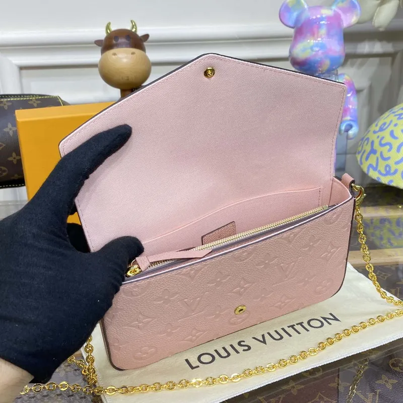 LV M82608 Louis Vuitton Felicie Pochette Monogram Empreinte Bag Rose Pink