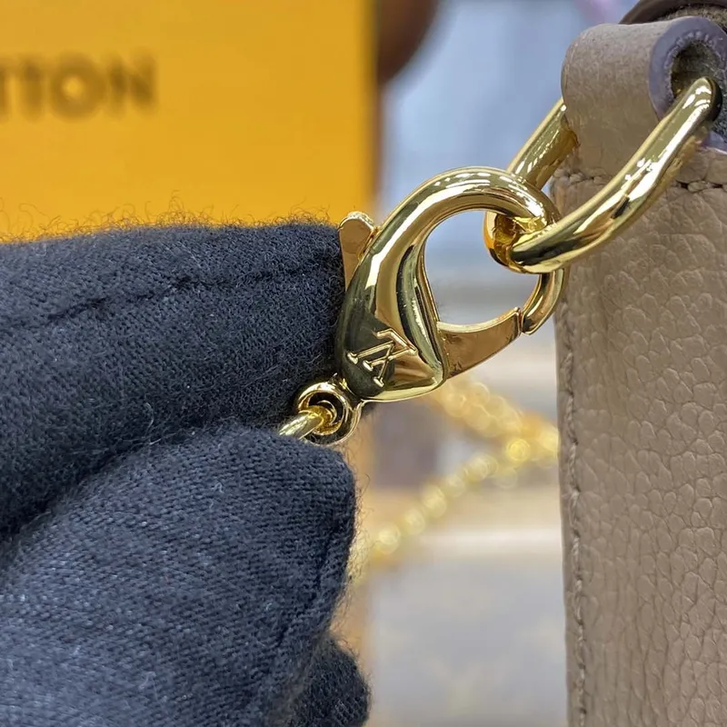 LV M82609 Louis Vuitton Felicie Pochette Monogram Empreinte Bag Tourterelle Beige