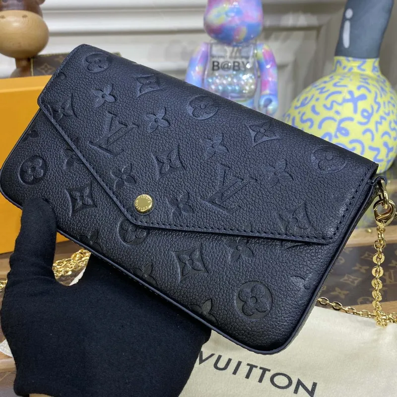 LV M82477 Louis Vuitton Felicie Pochette Monogram Empreinte Bag Black