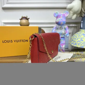 LV M82607 Louis Vuitton Felicie Pochette Monogram Empreinte Bag Red