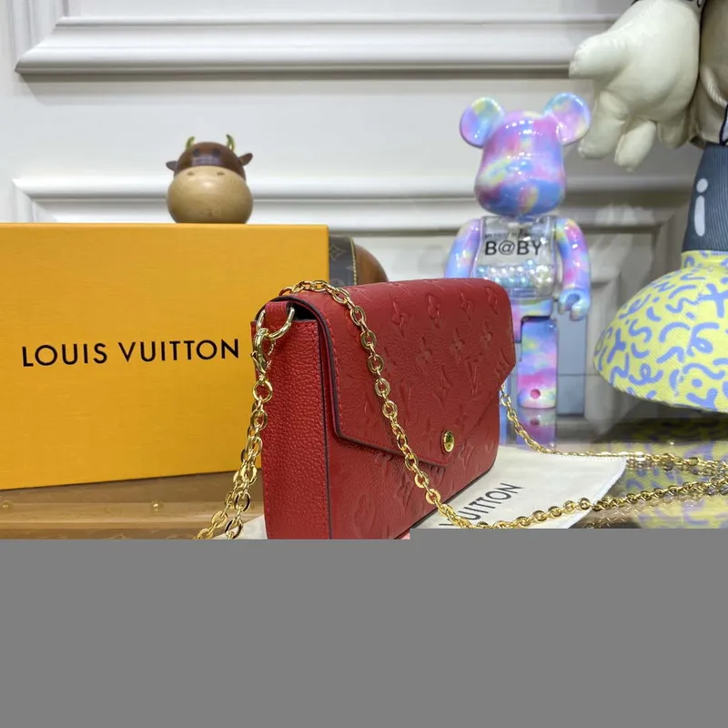 LV M82607 Louis Vuitton Felicie Pochette Monogram Empreinte Bag Red