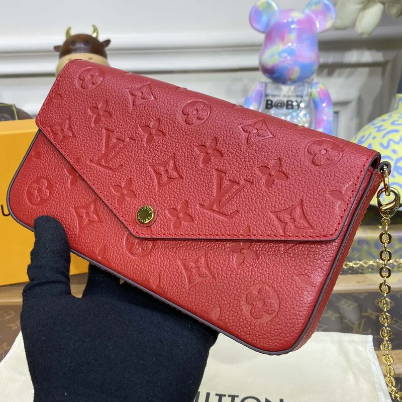 LV M82607 Louis Vuitton Felicie Pochette Monogram Empreinte Bag Red
