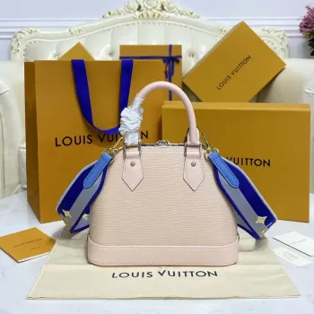 LV M40302 Louis Vuitton Alma BB Epi Handbag Nude with blue