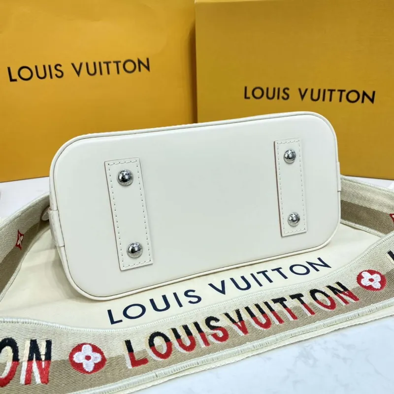 LV M40304 Louis Vuitton Alma BB Epi Handbag White