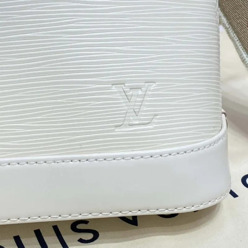 LV M40304 Louis Vuitton Alma BB Epi Handbag White