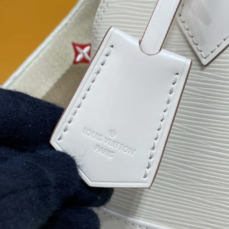 LV M40304 Louis Vuitton Alma BB Epi Handbag White