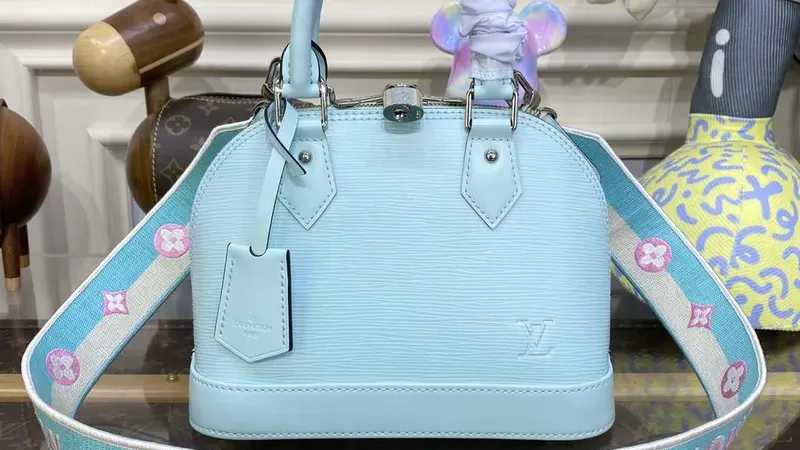 LV M22619 Louis Vuitton Alma BB Epi Handbag — Light Blue Elegance