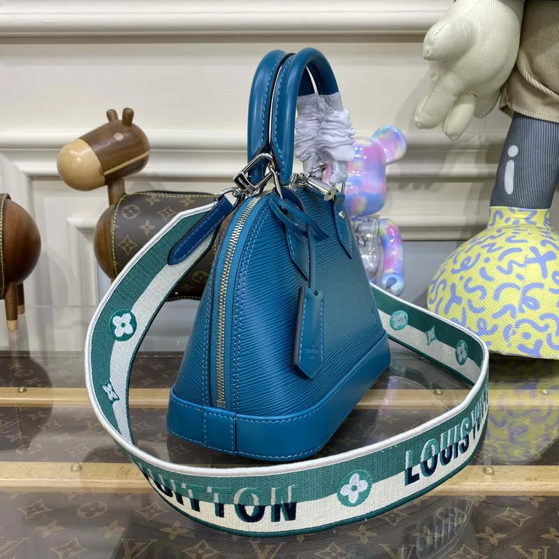 LV M20609 Louis Vuitton Alma BB Epi Handbag Turquoise Green