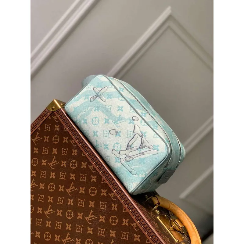 LV M82337 Louis Vuitton Dopp Kit Toiletry Bag Crystal Blue