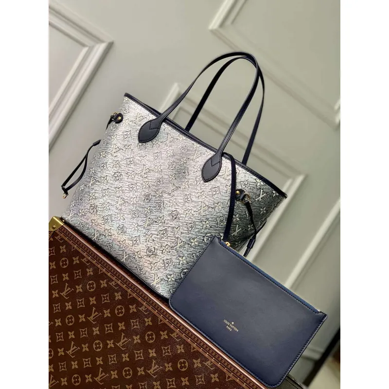 LV M22921 Louis Vuitton Neverfull MM Tote Bag Blue