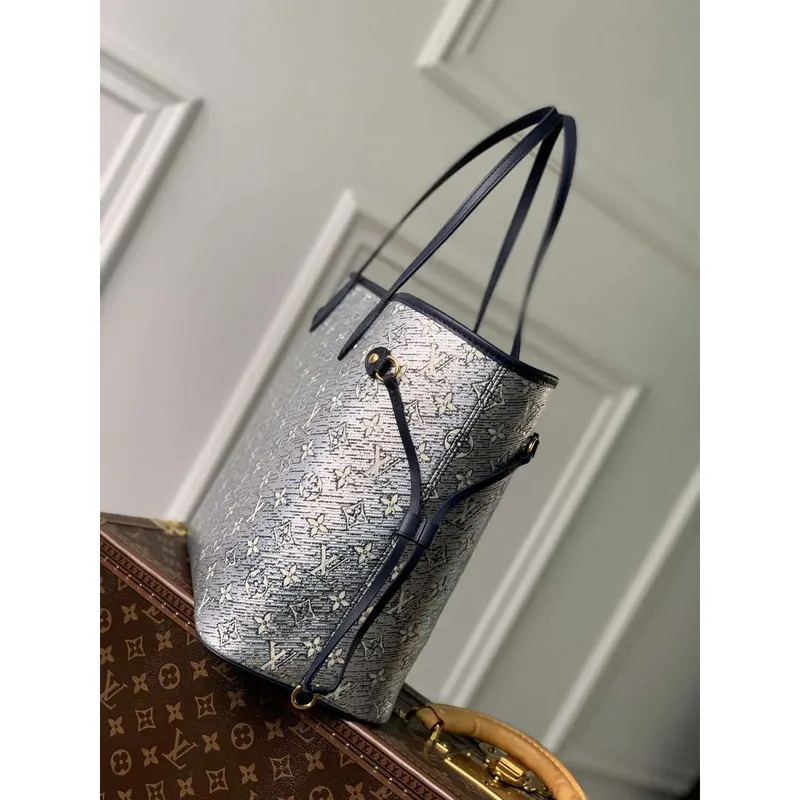 LV M22921 Louis Vuitton Neverfull MM Tote Bag Blue