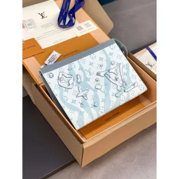 LV M22763 Louis Vuitton Pochette Voyage MM Bag Crystal Blue