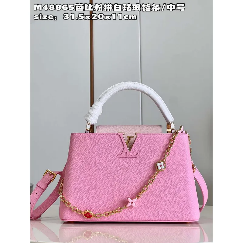 LV M22375 Louis Vuitton Capucines MM Rose Chamallow Pink