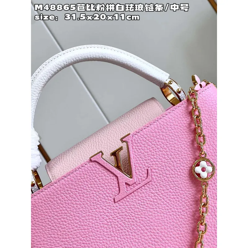 LV M22375 Louis Vuitton Capucines MM Rose Chamallow Pink