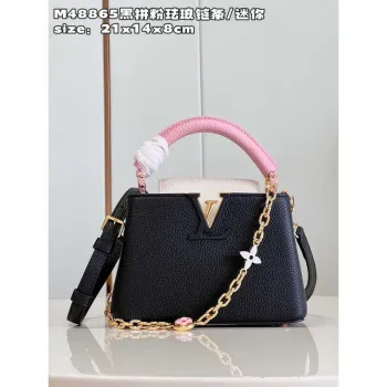 LV M22512 Louis Vuitton Capucines Mini Black and Pink