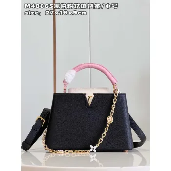 LV M22512 Louis Vuitton Capucines BB Bag Black and Pink