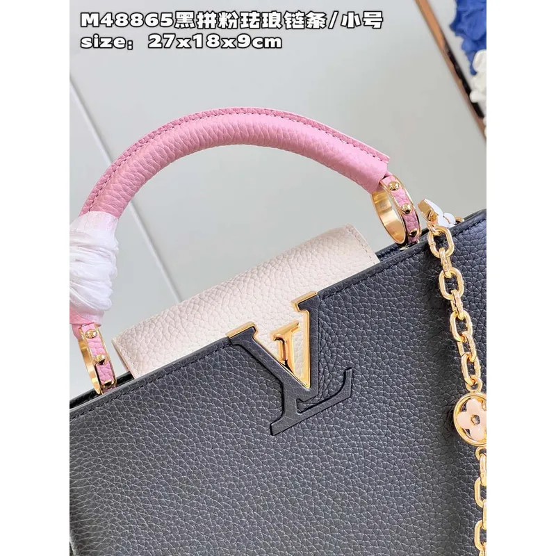 LV M22512 Louis Vuitton Capucines BB Bag Black and Pink