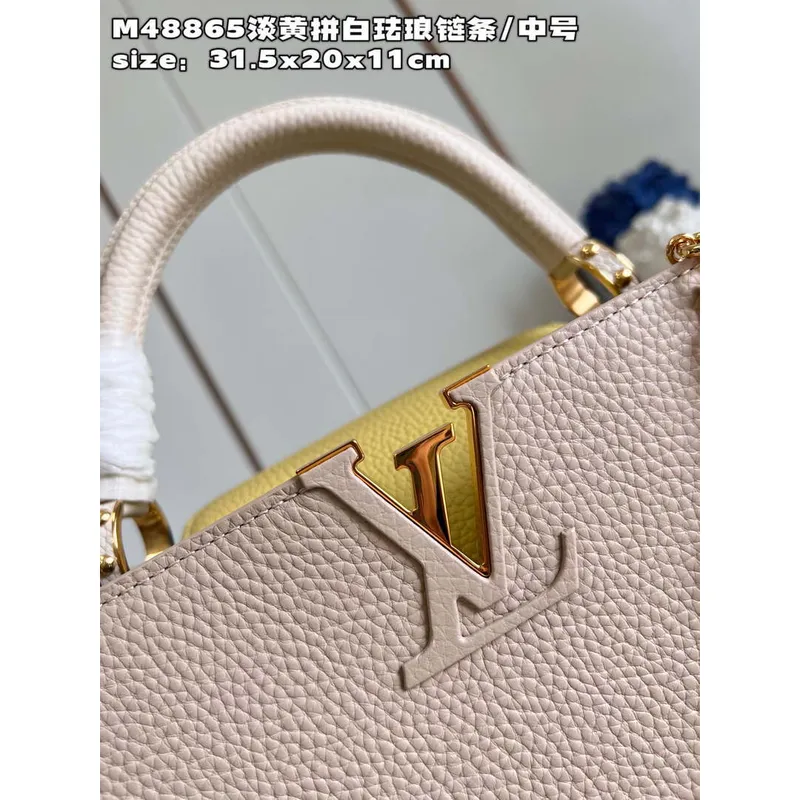 LV M22514 Louis Vuitton Capucines MM Crame Beige