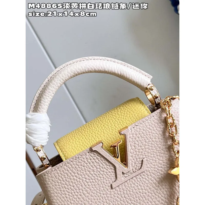 LV M22514 Louis Vuitton Capucines Mini Jaune Plume Yellow