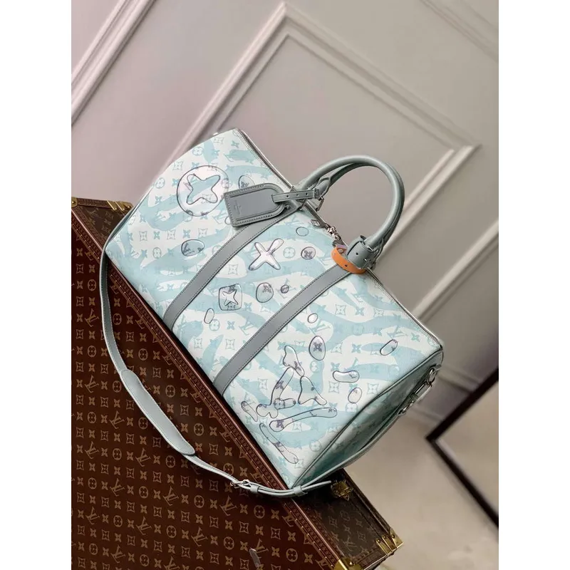 LV M22570 Louis Vuitton Keepall Bandoulière 50 Bag Crystal Blue