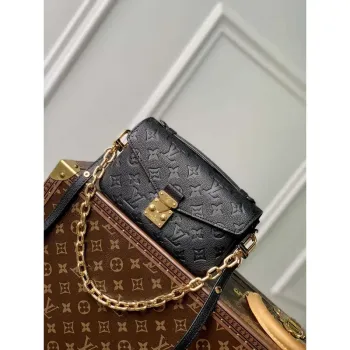 LV M46595 Louis Vuitton Pochette Métis East West Handbag Black