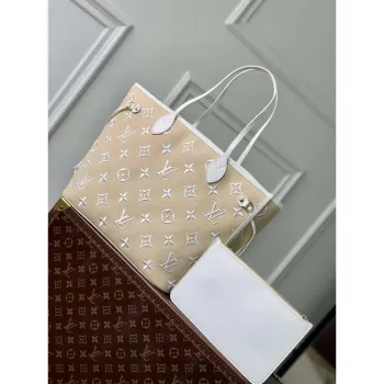 LV M22839 Louis Vuitton Neverfull MM Tote Bag White