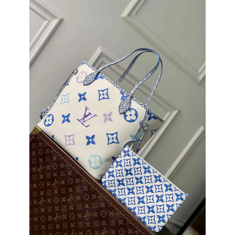 LV M22979 Louis Vuitton Neverfull MM Tote Bag Blue