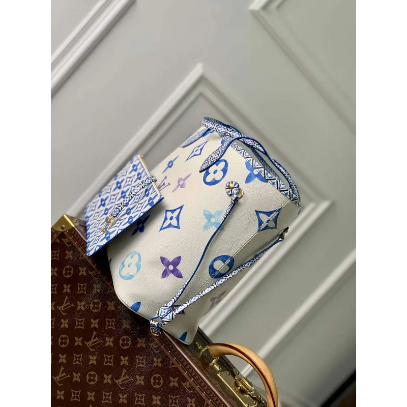 LV M22979 Louis Vuitton Neverfull MM Tote Bag Blue