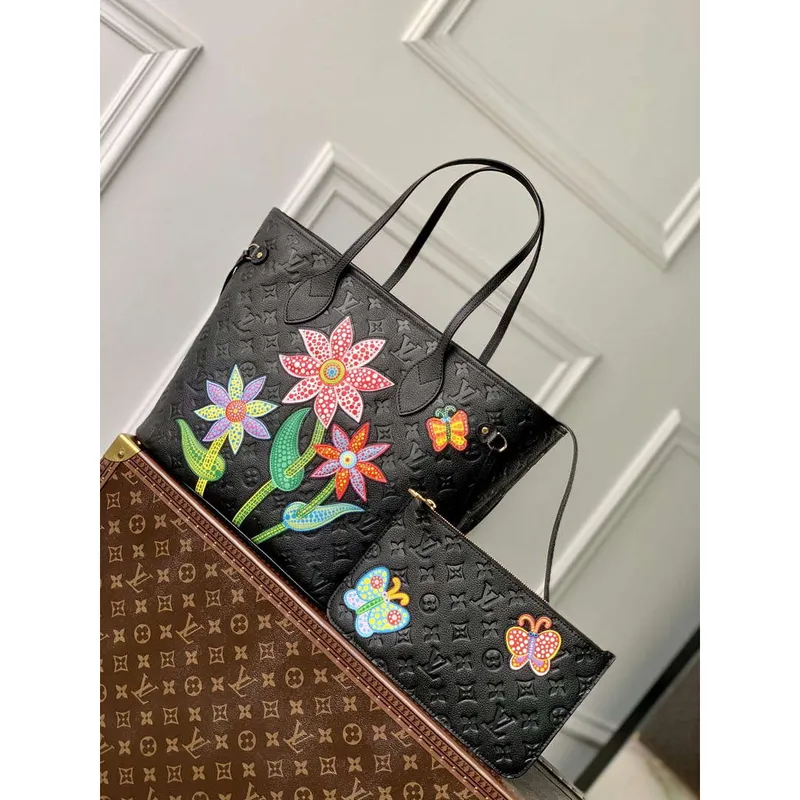 LV M21733 Louis Vuitton LV x YK Neverfull MM Bag Black