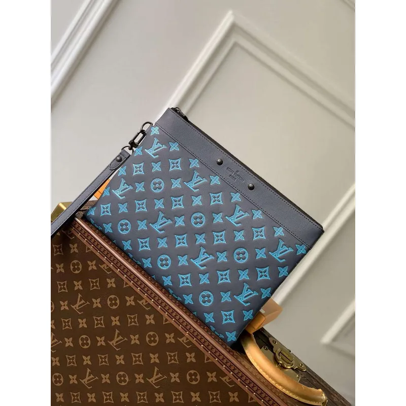 LV M82321 Louis Vuitton Pochette To Go Bag Navy River Blue