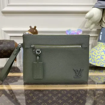 LV M69837 Louis Vuitton Takeoff Pouch — Army Green Minimalist Luxury