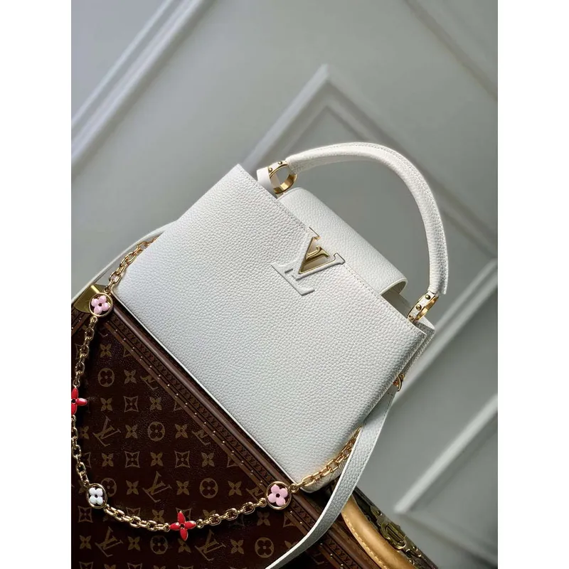 LV M22375 Louis Vuitton Capucines MM Handbag White