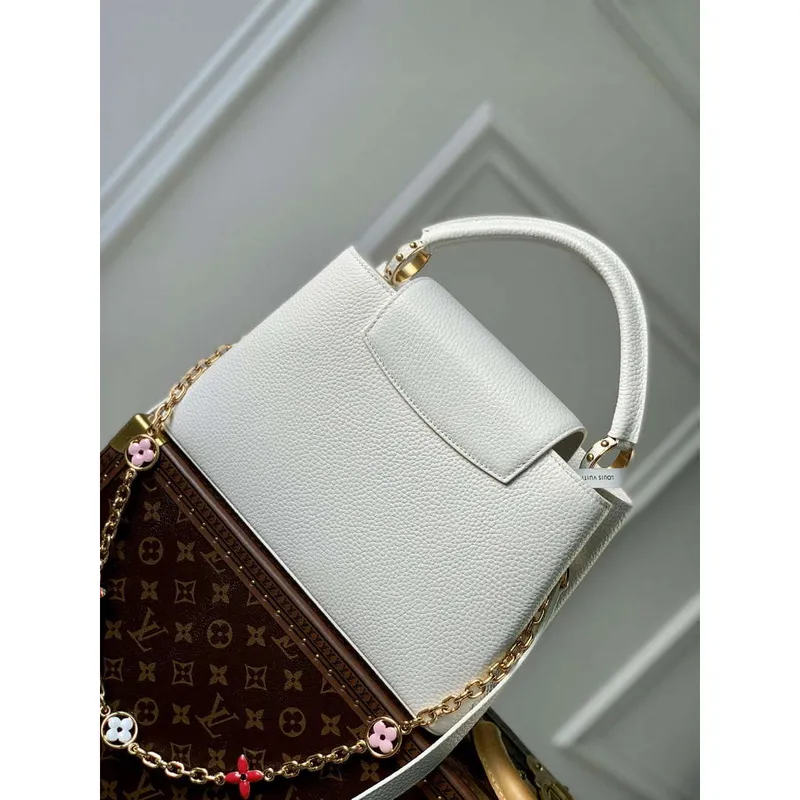 LV M22375 Louis Vuitton Capucines MM Handbag White