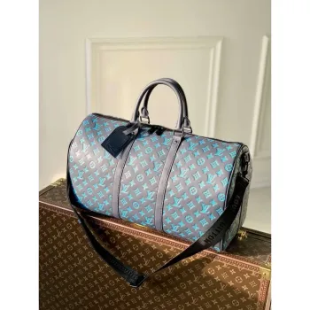 LV M46593 Louis Vuitton Keepall Bandoulière 50 Bag Navy River Blue