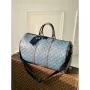 LV M46593 Louis Vuitton Keepall Bandoulière 50 Bag Navy River Blue