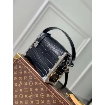 LV M21741 Louis Vuitton Side Trunk PM Bag Black Crocodile pattern