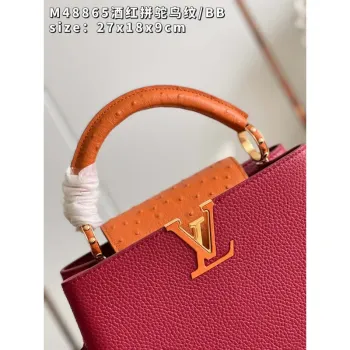 LV M48865 Louis Vuitton Capucines BB Bag Stitched ostrich leather
