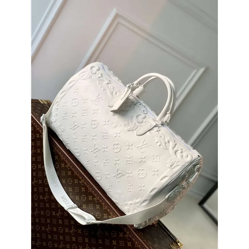 LV M21845 Louis Vuitton Keepall Bandoulière 50 Bag Optic White