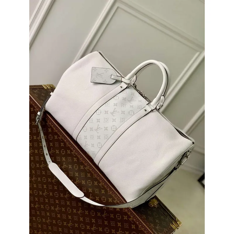 LV M30885 Louis Vuitton Keepall Bandoulière 50 Bag Optic White