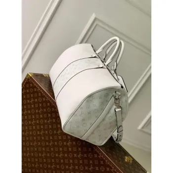 LV M30885 Louis Vuitton Keepall Bandoulière 50 Bag Optic White